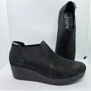 Mephisto Tosca Air-Jet Black Nubuck Leather Wedge Ankle Boots Womens 9 EUR 42